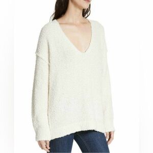 Free People | Ivory | Lofty |Boucle |Slouchy |V-Neck |Oversized |Sweater |Size S